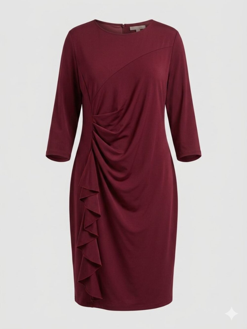 Yajedo XXL Burgundy Bodycon Dress 3/4 Sleeve